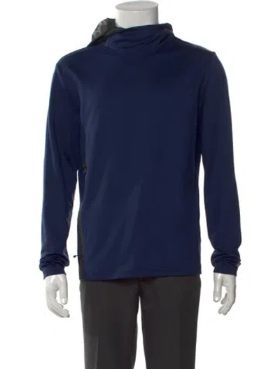 Pre-owned Greyson Mock Neck Long Sleeve Hoodie In Blue