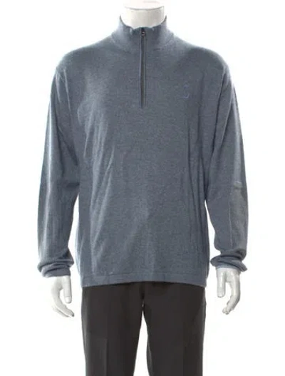 Pre-owned Greyson Mock Neck Long Sleeve Polo Sweater In Blue