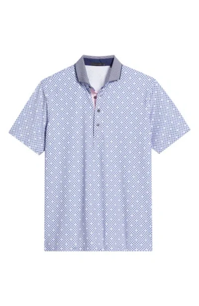 Greyson Pack Mentality Geo Print Performance Golf Polo In Blue