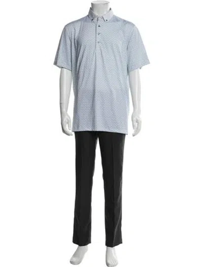 Pre-owned Greyson Patterned Collar Polo Shirt In Blue