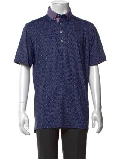 Pre-owned Greyson Patterned Collar Polo Shirt In Blue