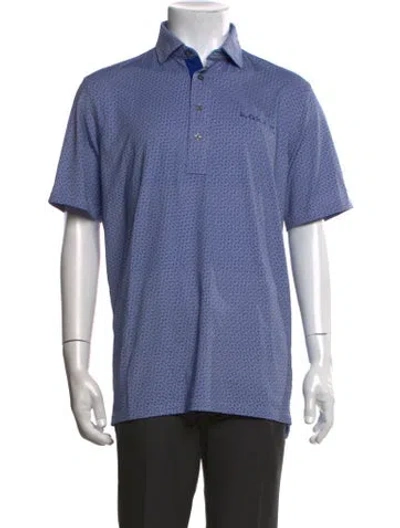 Pre-owned Greyson Patterned Collar Polo Shirt In Blue