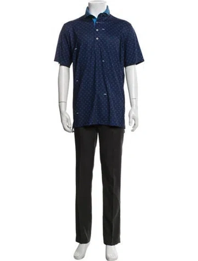 Pre-owned Greyson Patterned Collar Polo Shirt In Blue