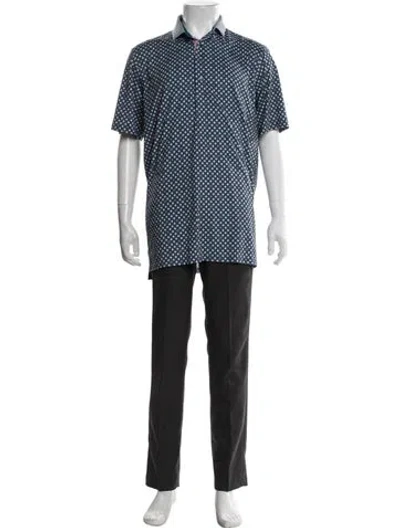 Pre-owned Greyson Patterned Collar Polo Shirt In Blue