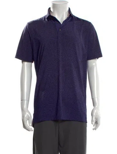 Pre-owned Greyson Patterned Collar Polo Shirt In Blue