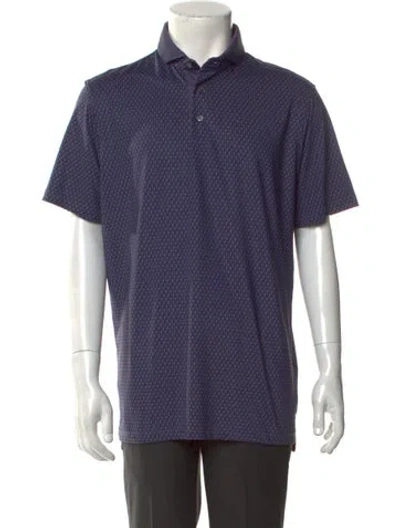 Pre-owned Greyson Patterned Collar Polo Shirt In Blue