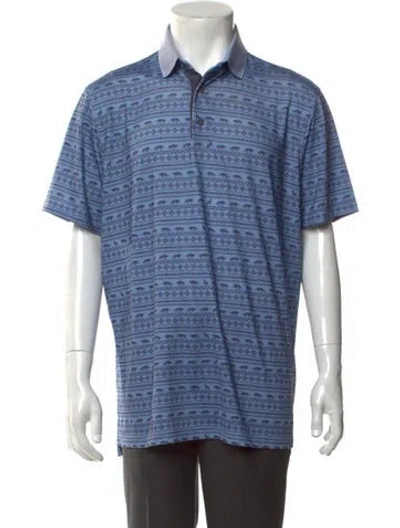 Pre-owned Greyson Patterned Collar Polo Shirt In Blue