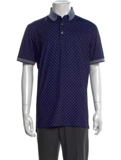 Pre-owned Greyson Patterned Collar Polo Shirt In Blue