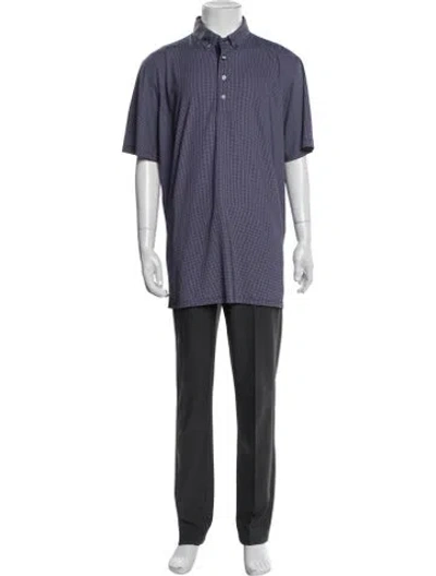 Pre-owned Greyson Patterned Collar Polo Shirt In Blue