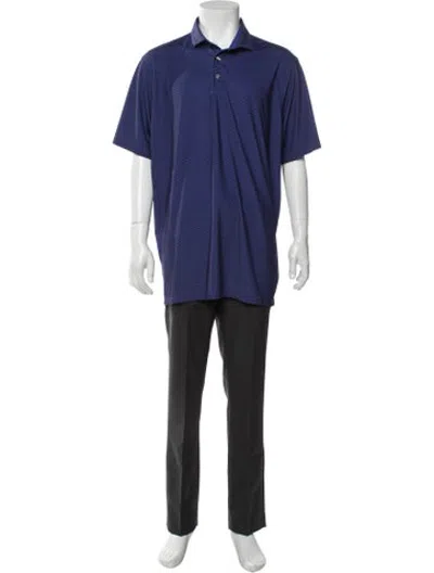 Pre-owned Greyson Patterned Collar Polo Shirt In Blue