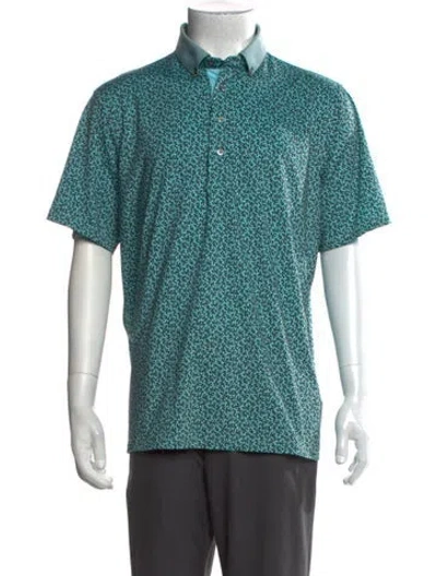 Pre-owned Greyson Patterned Collar Polo Shirt In Blue/green