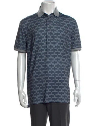 Pre-owned Greyson Patterned Collar Polo Shirt In Grey