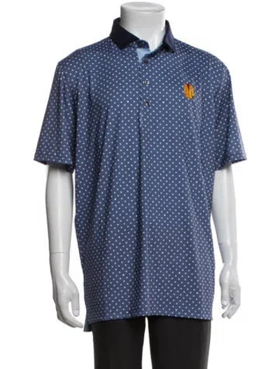 Pre-owned Greyson Patterned Collar Polo Shirt W/ Tags In Blue