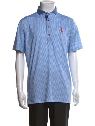 Pre-owned Greyson Patterned Collar Polo Shirt W/ Tags In Blue