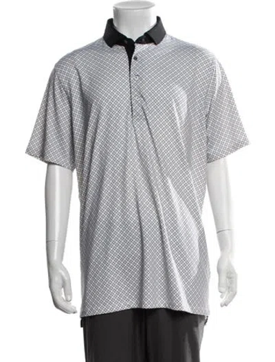 Pre-owned Greyson Patterned Collar Polo Shirt In White