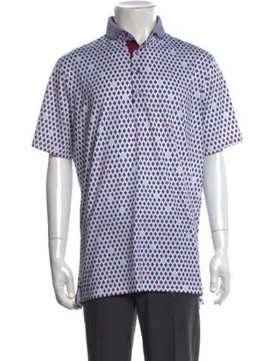 Pre-owned Greyson Patterned Collar Polo Shirt In White