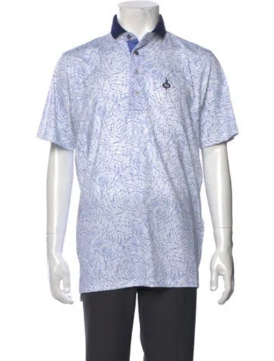 Pre-owned Greyson Patterned Collar Polo Shirt In White