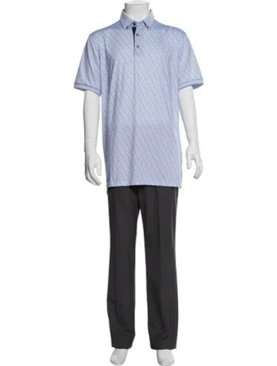 Pre-owned Greyson Patterned Crew Neck Polo Shirt In Blue