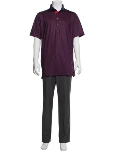 Pre-owned Greyson Patterned Crew Neck Polo Shirt In Purple