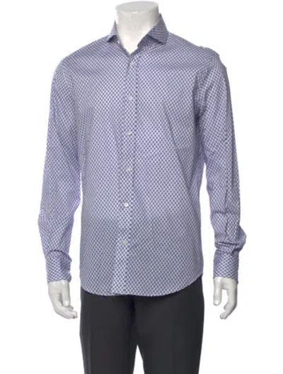 Pre-owned Greyson Patterned Long Sleeve Dress Shirt In Blue