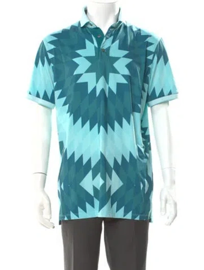 Pre-owned Greyson Patterned V-neck Polo Shirt In Blue