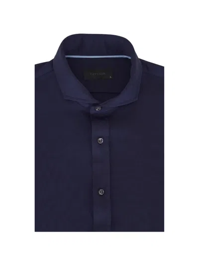 Greyson Pique Button-fastening Shirt In Blue
