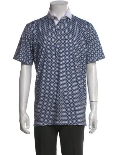 Pre-owned Greyson Plaid Print Collar Polo Shirt In Blue