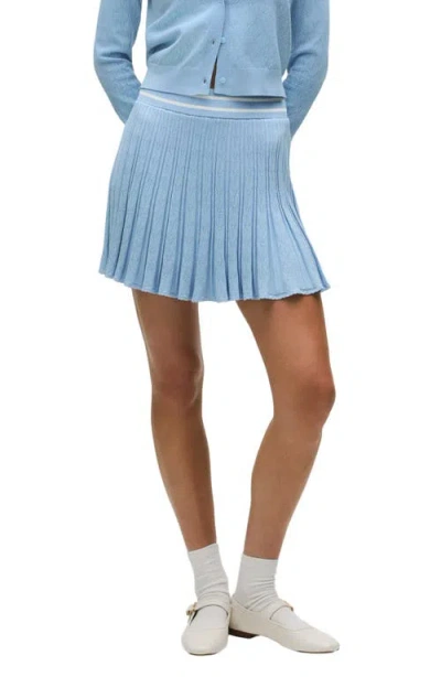 Greyson Pleated Pointelle Sweater Skirt In Blue