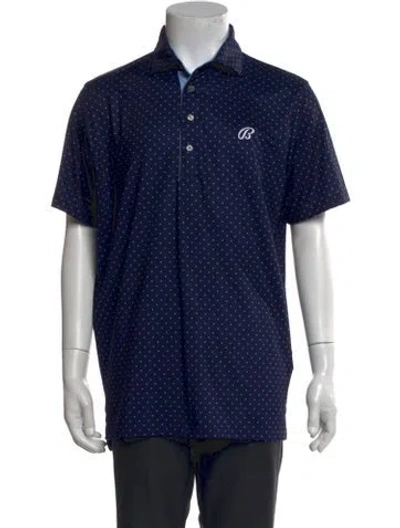 Pre-owned Greyson Polka Dot Print Collar Polo Shirt In Blue