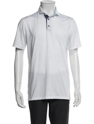 Pre-owned Greyson Polka Dot Print Collar Polo Shirt In Neutrals