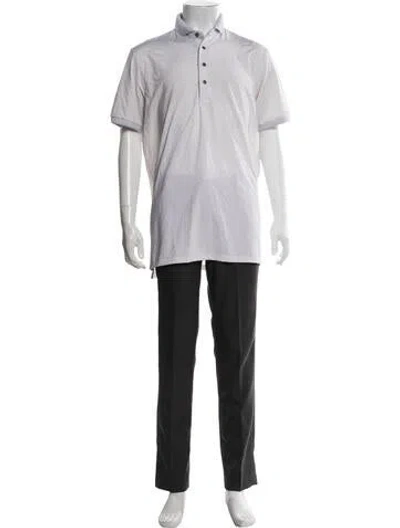 Pre-owned Greyson Polka Dot Print Collar Polo Shirt In Pink
