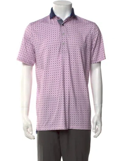 Pre-owned Greyson Polka Dot Print Collar Polo Shirt In Purple