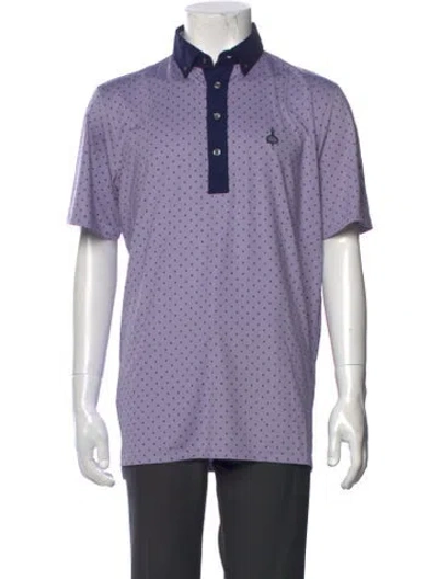 Pre-owned Greyson Polka Dot Print Collar Polo Shirt In Purple
