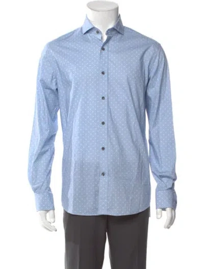 Pre-owned Greyson Polka Dot Print Long Sleeve Shirt In Blue