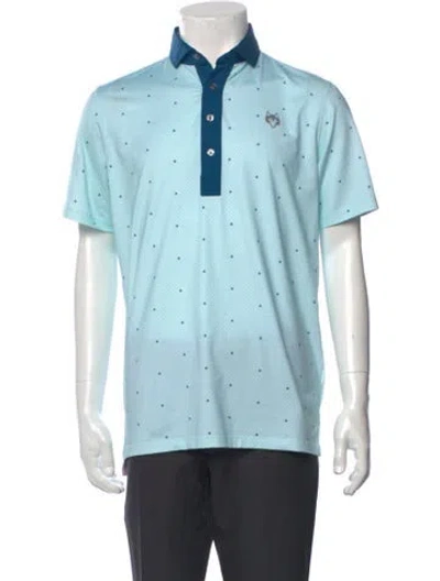 Pre-owned Greyson Polka Dot Print Short Sleeve Shirt In Blue