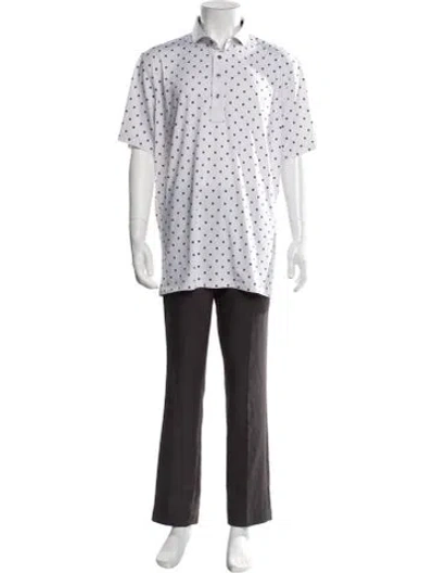 Pre-owned Greyson Polka Dot Print Short Sleeve In White