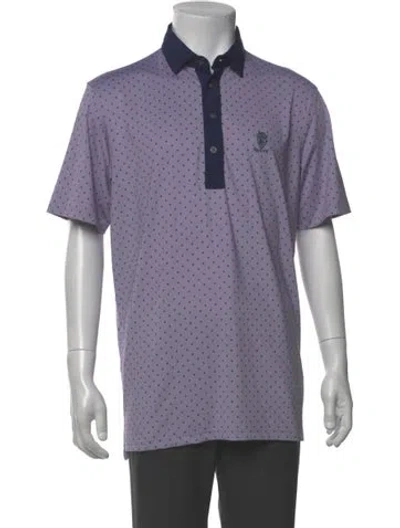 Pre-owned Greyson Polka Dot Print V-neck Polo Shirt In Purple