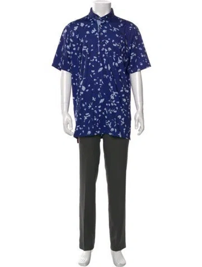 Pre-owned Greyson Printed Collar Polo Shirt In Blue