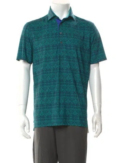 Pre-owned Greyson Printed Collar Polo Shirt In Blue