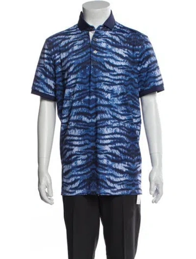 Pre-owned Greyson Printed Collar Polo Shirt In Blue