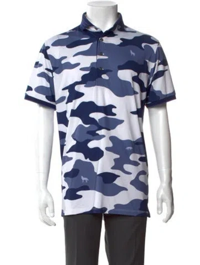 Pre-owned Greyson Printed Collar Polo Shirt In Blue