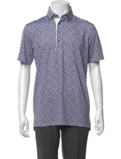 Pre-owned Greyson Printed Collar Polo Shirt In Blue