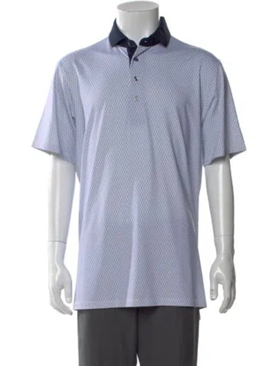 Pre-owned Greyson Printed Collar Polo Shirt In Blue