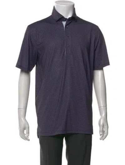 Pre-owned Greyson Printed Collar Polo Shirt In Blue