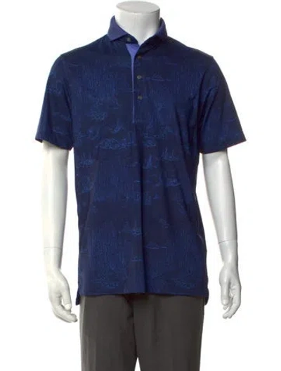 Pre-owned Greyson Printed Collar Polo Shirt In Blue