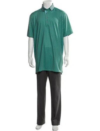 Pre-owned Greyson Printed Collar Polo Shirt In Green