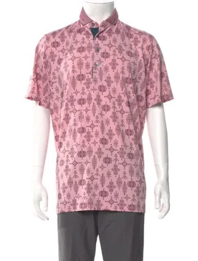Pre-owned Greyson Printed Collar Polo Shirt In Pink