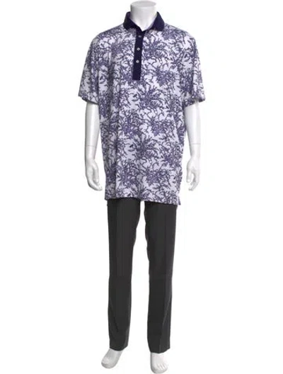 Pre-owned Greyson Printed Collar Polo Shirt In White