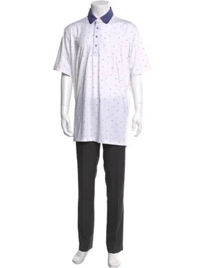Pre-owned Greyson Printed Collar Polo Shirt In White