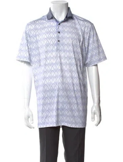 Pre-owned Greyson Printed Collar Polo Shirt In White